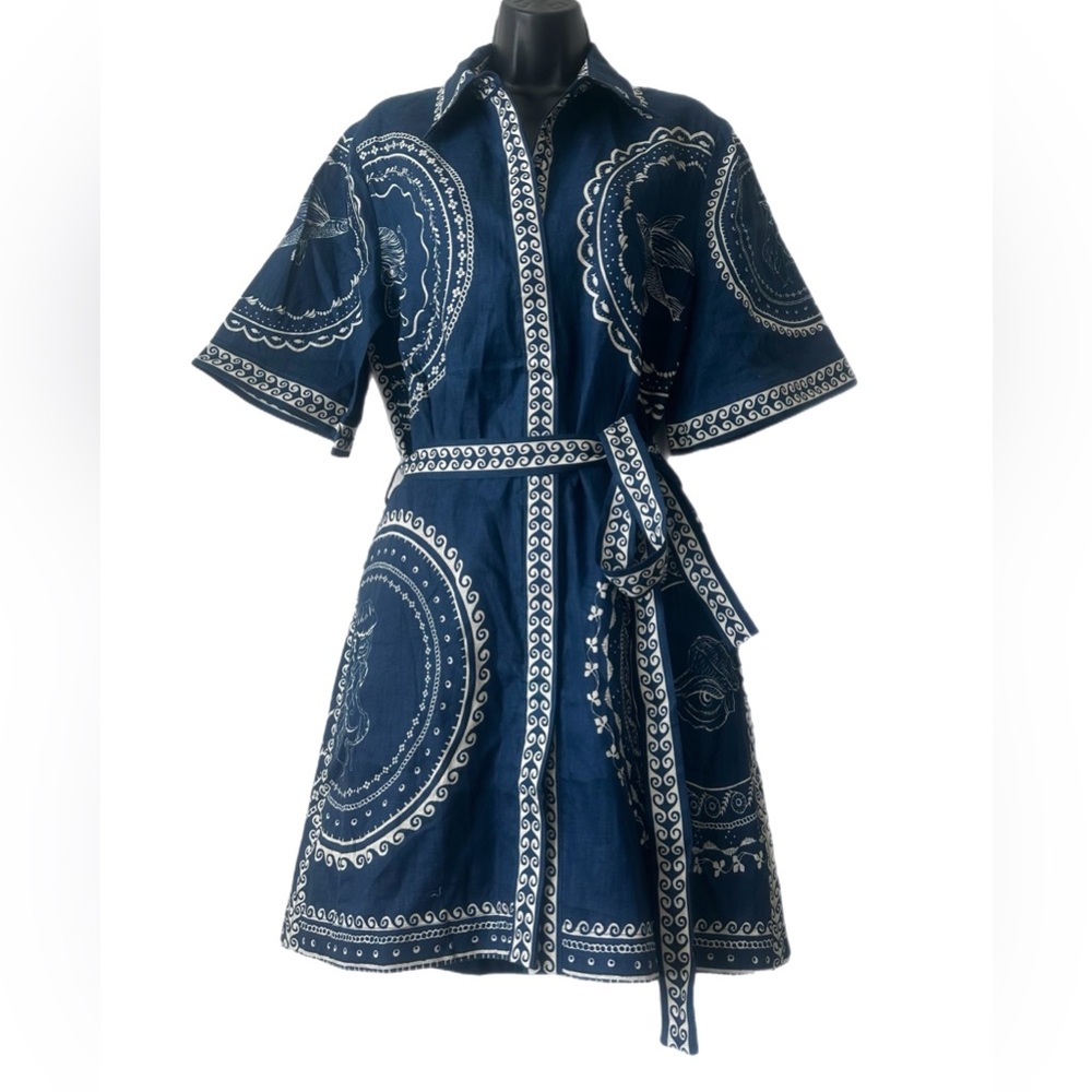 Alemais Oceane Blue and White Mini Dress - Picture 8 of 11